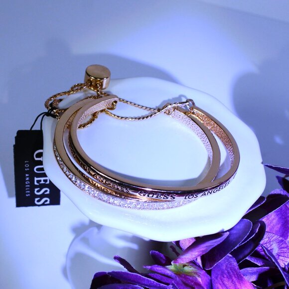 NWT Guess Gold Tone and Rhinestone Bracelets 2 Bracelet Pack - Picture 1 of 7